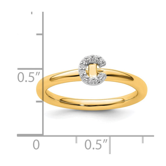 14K Stackable Diamond Initial C Size 7 Ring