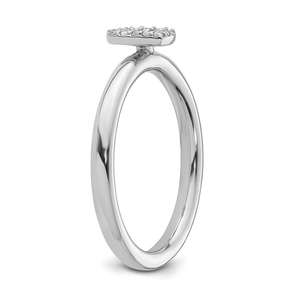 14K White Gold Stackable Diamond Initial D Size 7 Ring