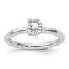 14K White Gold Stackable Diamond Initial D Size 7 Ring