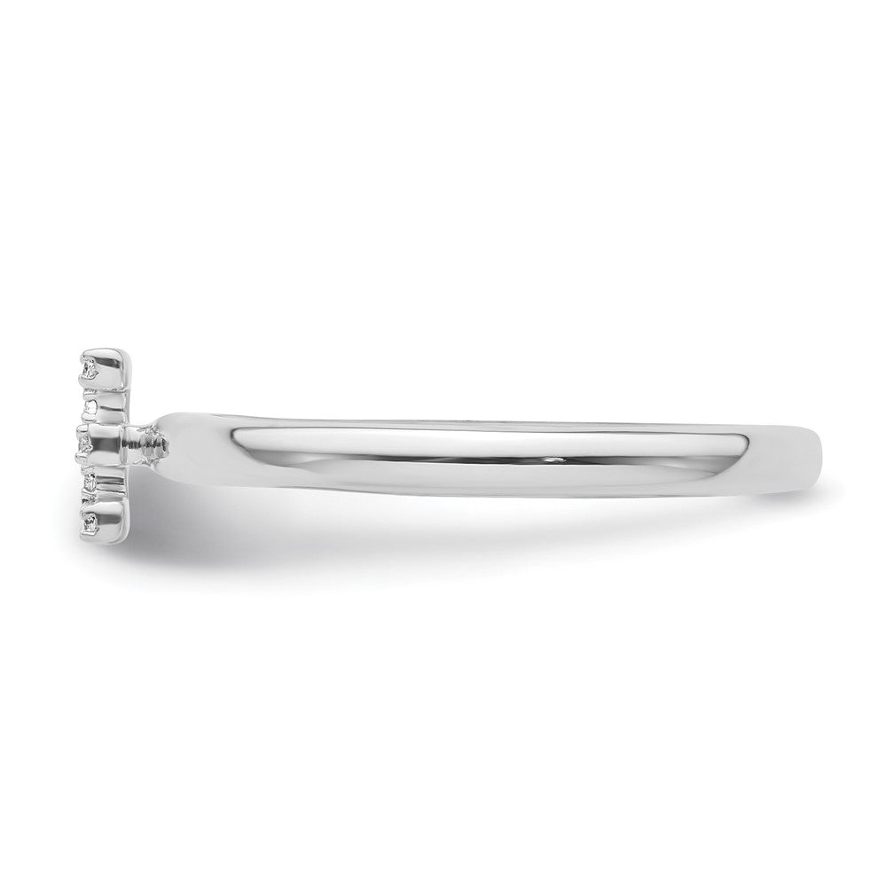 14K White Gold Stackable Diamond Initial E Size 7 Ring