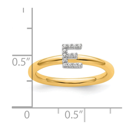 14K Stackable Diamond Initial E Size 7 Ring