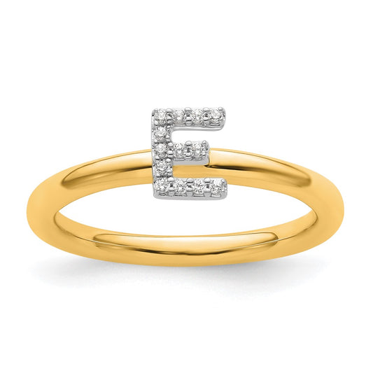 14K Stackable Diamond Initial E Size 7 Ring