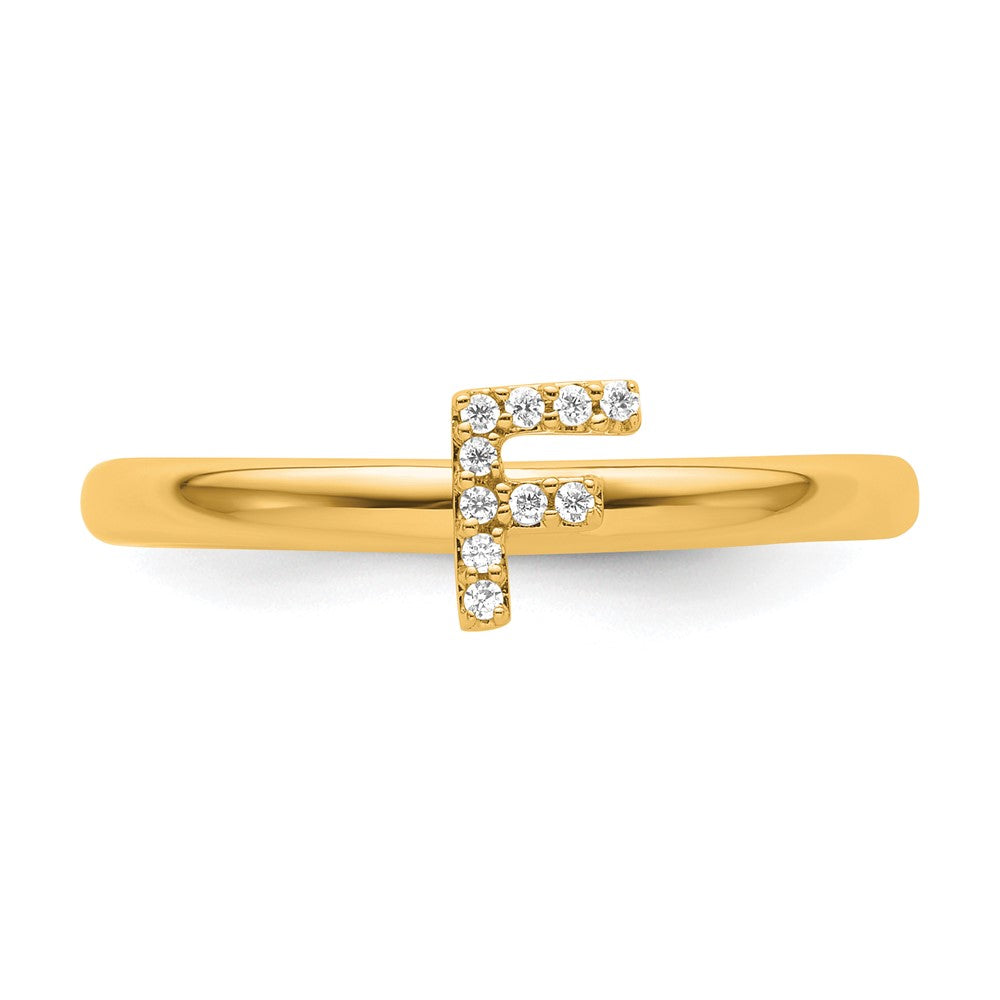 14K Stackable Diamond Initial F Size 7 Ring