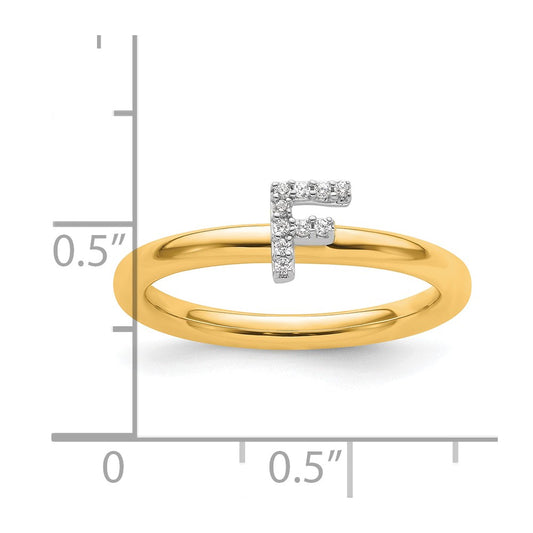 14K Stackable Diamond Initial F Size 7 Ring