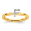 14K Stackable Diamond Initial F Size 7 Ring