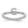 14K White Gold Stackable Diamond Initial G Size 7 Ring