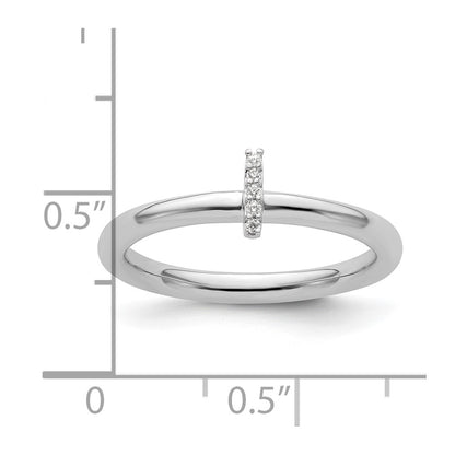 14K White Gold Stackable Diamond Initial I Size 7 Ring