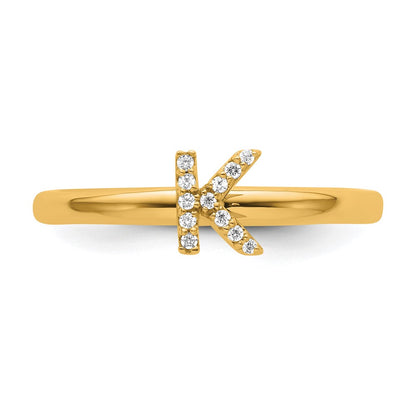 14K Stackable Diamond Initial K Size 7 Ring
