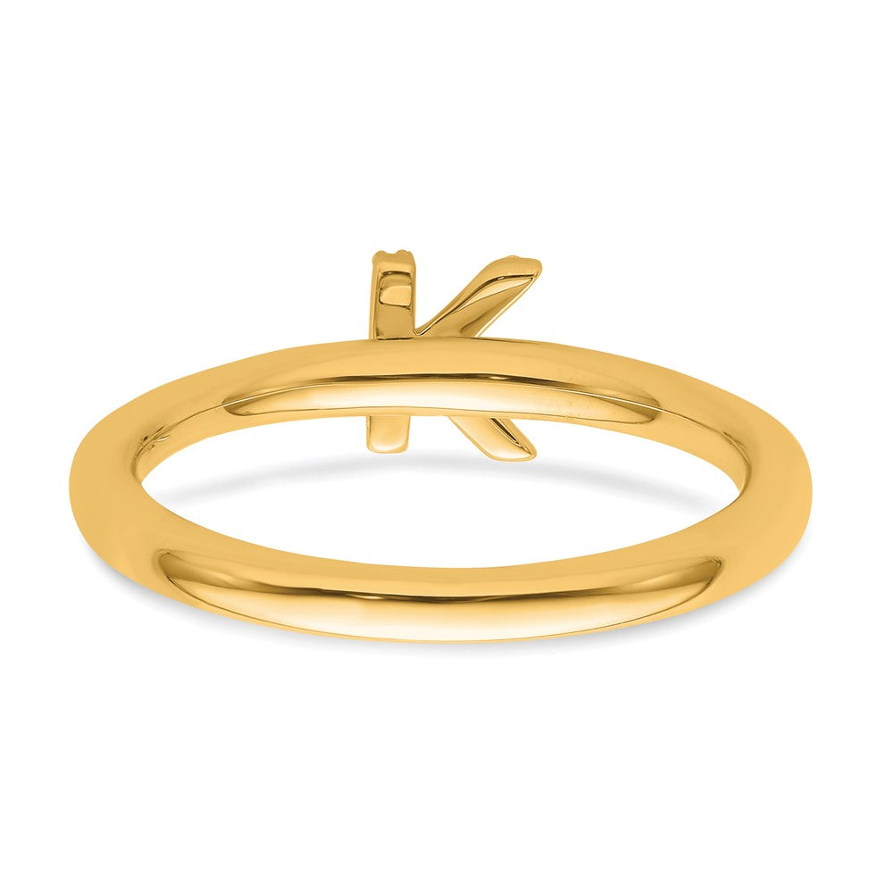 14K Stackable Diamond Initial K Size 7 Ring