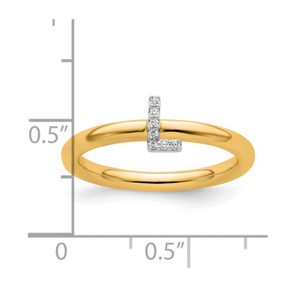 14K Stackable Diamond Initial L Size 7 Ring