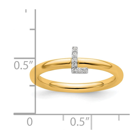 14K Stackable Diamond Initial L Size 7 Ring