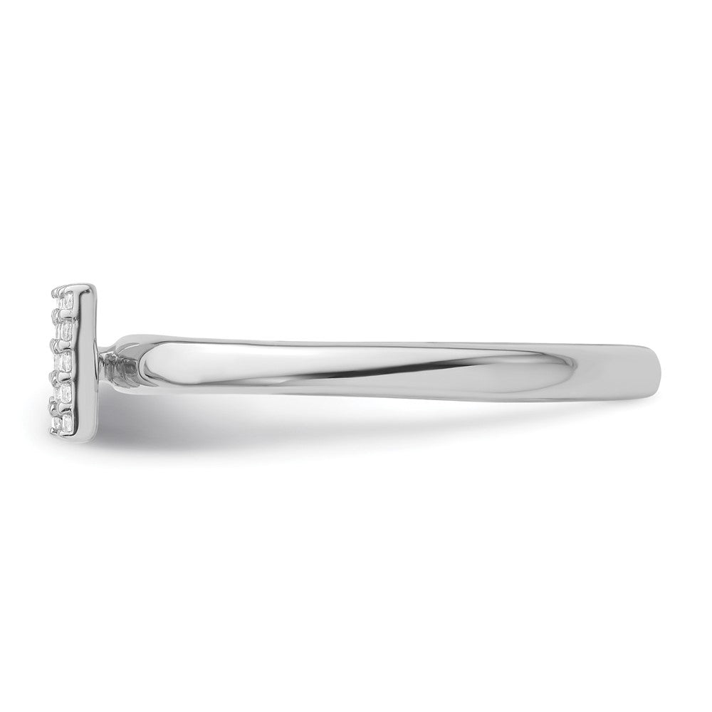 14K White Gold Stackable Diamond Initial M Size 7 Ring
