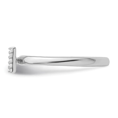 14K White Gold Stackable Diamond Initial M Size 7 Ring