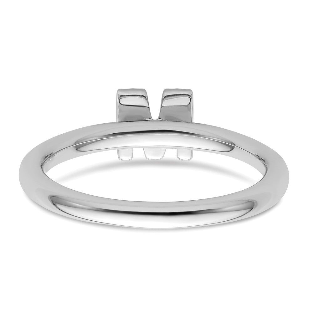 14K White Gold Stackable Diamond Initial M Size 7 Ring