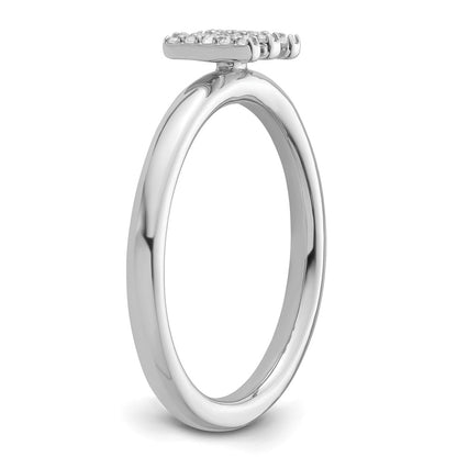 14K White Gold Stackable Diamond Initial M Size 7 Ring