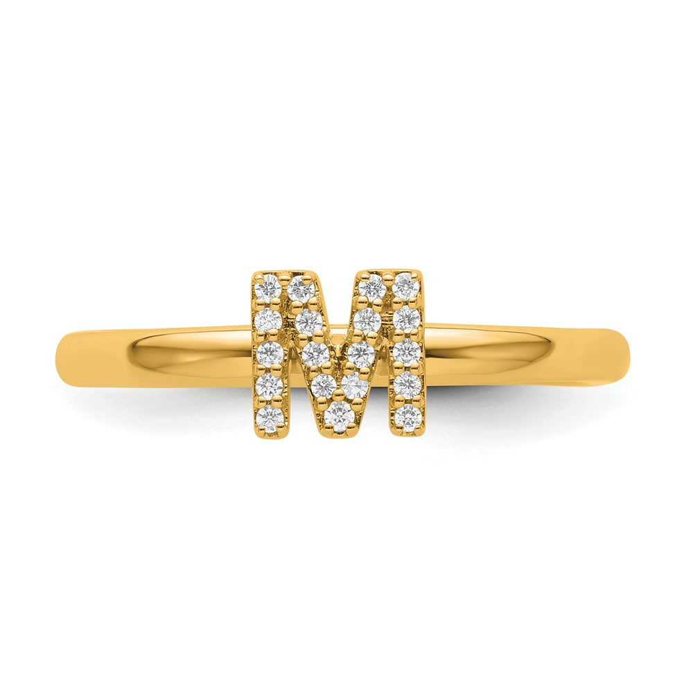 14K Stackable Diamond Initial M Size 7 Ring