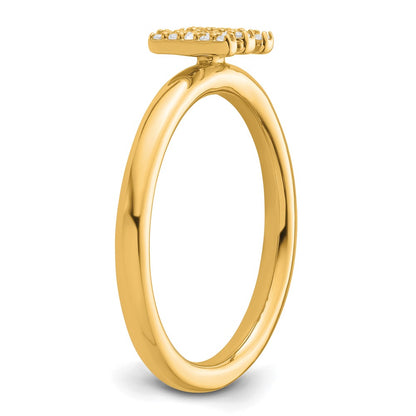 14K Stackable Diamond Initial M Size 7 Ring
