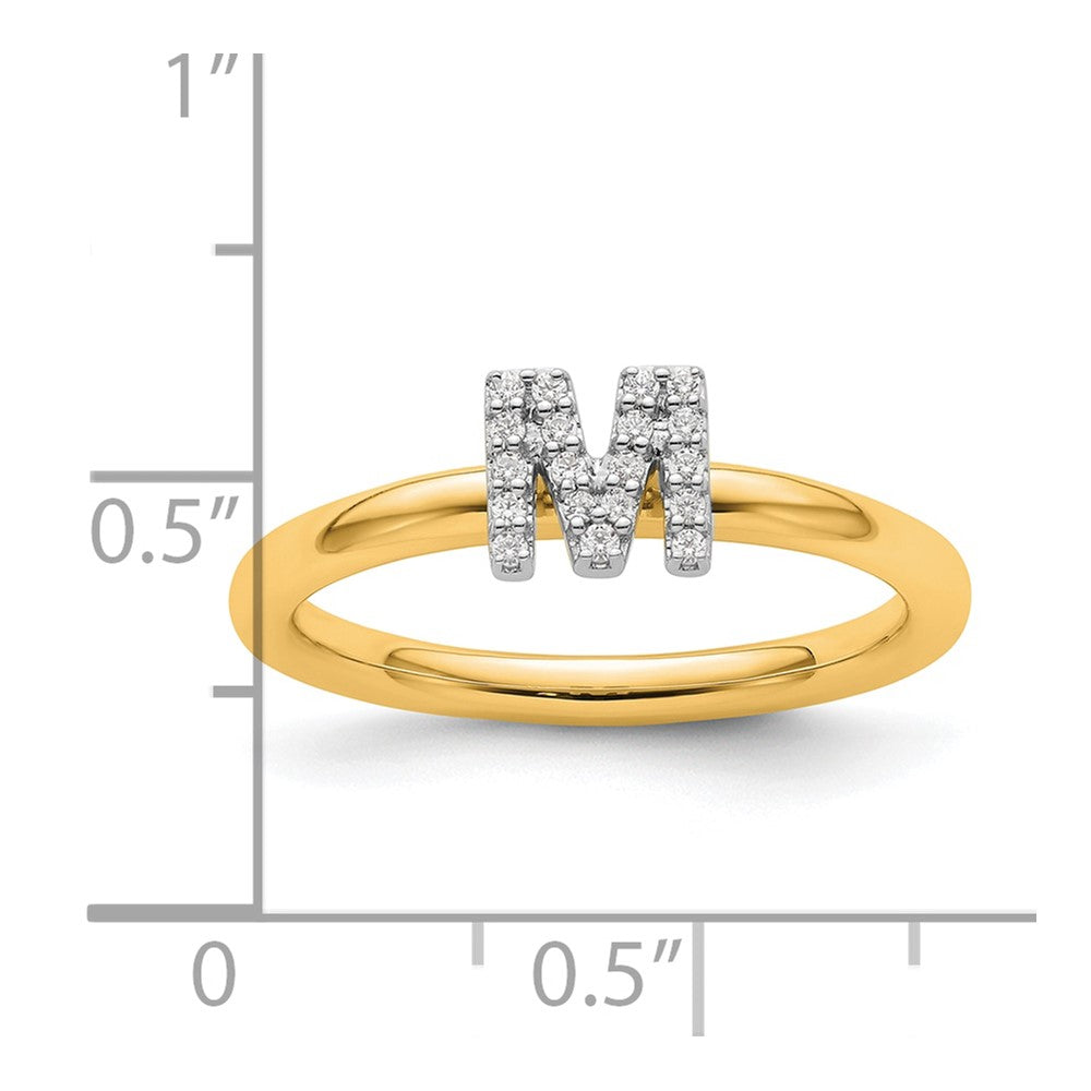 14K Stackable Diamond Initial M Size 7 Ring
