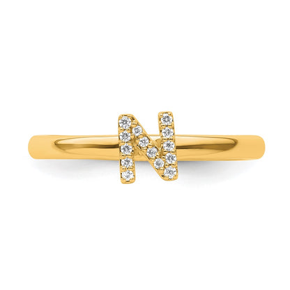 14K Stackable Diamond Initial N Size 7 Ring
