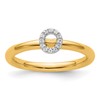14K Stackable Diamond Initial O Size 7 Ring
