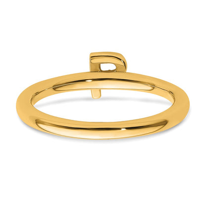 14K Stackable Diamond Initial P Size 7 Ring