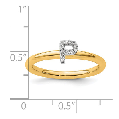 14K Stackable Diamond Initial P Size 7 Ring