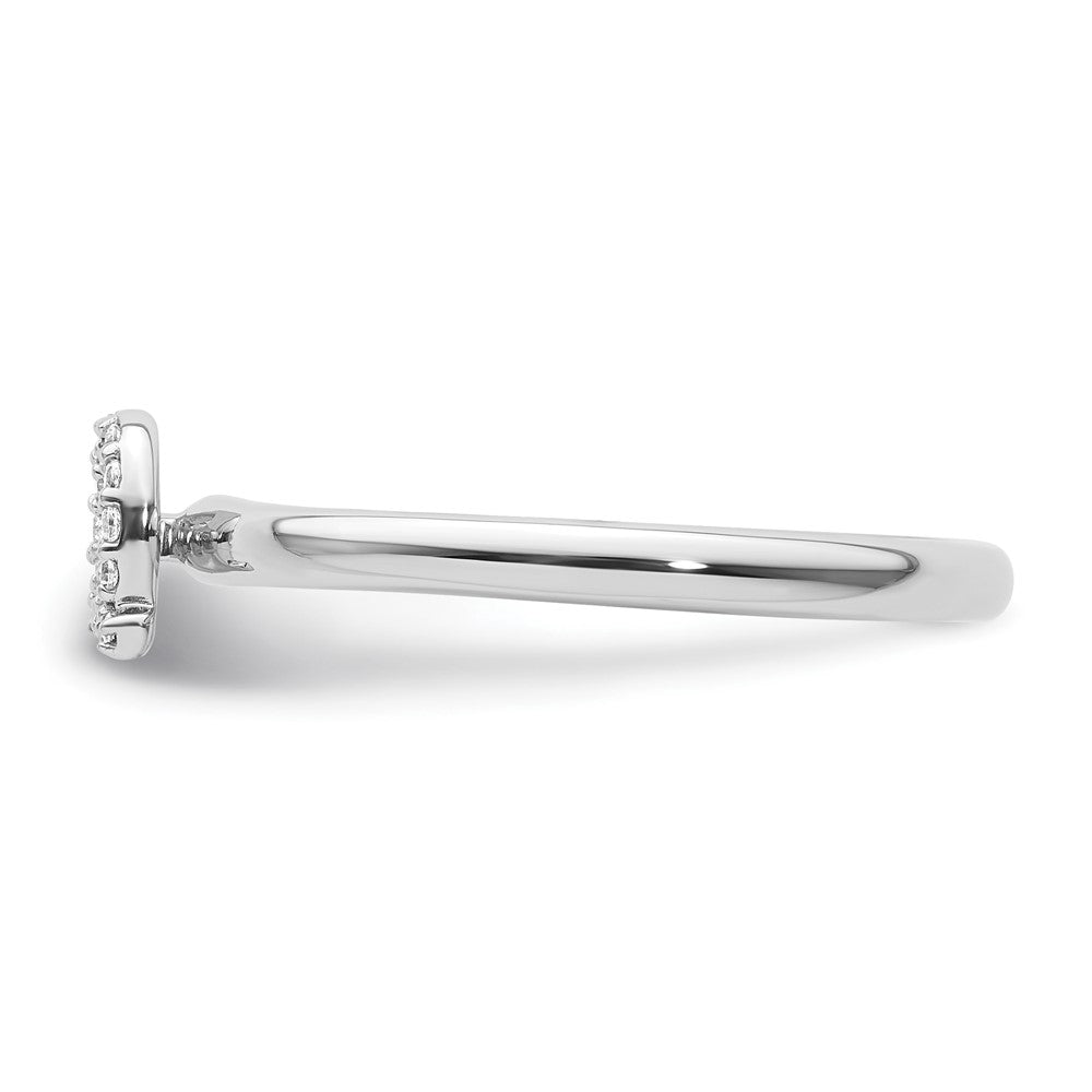 14K White Gold Stackable Diamond Initial Q Size 7 Ring