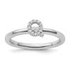 14K White Gold Stackable Diamond Initial Q Size 7 Ring