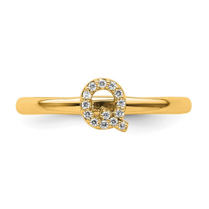 14K Stackable Diamond Initial Q Size 7 Ring
