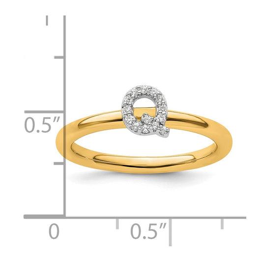 14K Stackable Diamond Initial Q Size 7 Ring