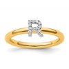14K Stackable Diamond Initial R Size 7 Ring