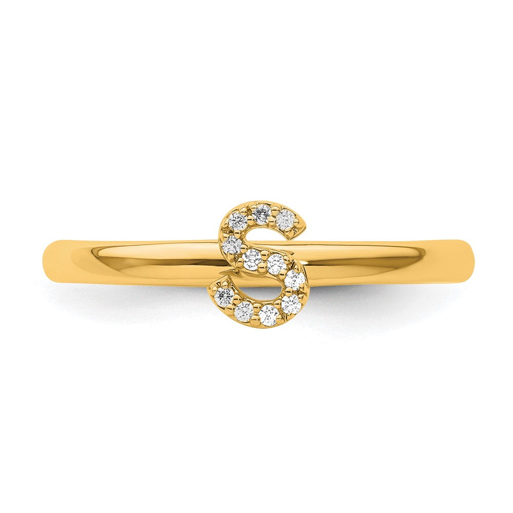 14K Stackable Diamond Initial S Size 7 Ring