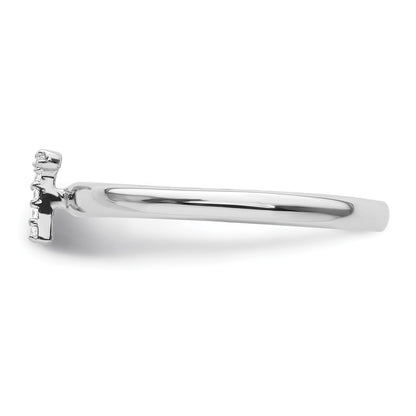 14K White Gold Stackable Diamond Initial T Size 7 Ring