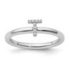 14K White Gold Stackable Diamond Initial T Size 7 Ring