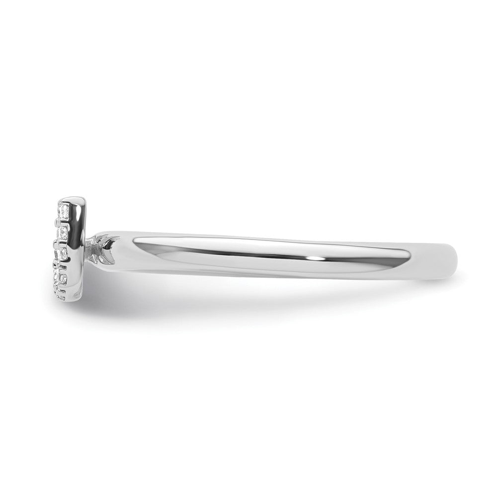 14K White Gold Stackable Diamond Initial U Size 7 Ring