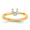14K Stackable Diamond Initial U Size 7 Ring