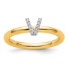 14K Stackable Diamond Initial V Size 7 Ring