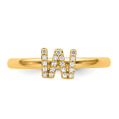 14K Stackable Diamond Initial W Size 7 Ring