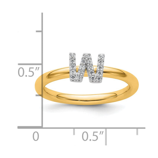 14K Stackable Diamond Initial W Size 7 Ring