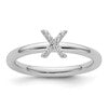 14K White Gold Stackable Diamond Initial X Size 7 Ring