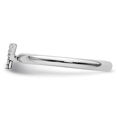 14K White Gold Stackable Diamond Initial Y Size 7 Ring
