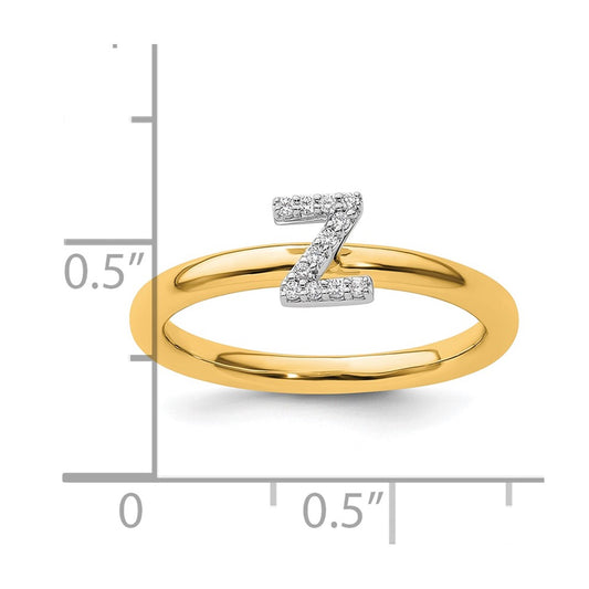 14K Stackable Diamond Initial Z Size 7 Ring