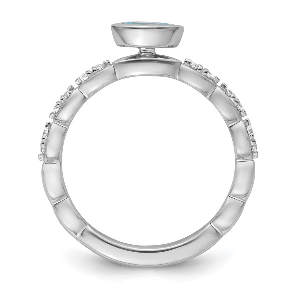 14k White Gold Stackable Expressions Aquamarine and Diamond Ring
