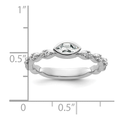 14k White Gold Stackable Expressions White Topaz and Diamond Ring