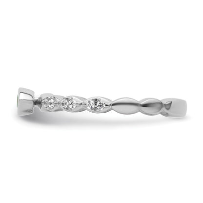 14k White Gold Stackable Expressions Cr.Emerald and Diamond Ring