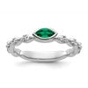 14k White Gold Stackable Expressions Cr.Emerald and Diamond Ring