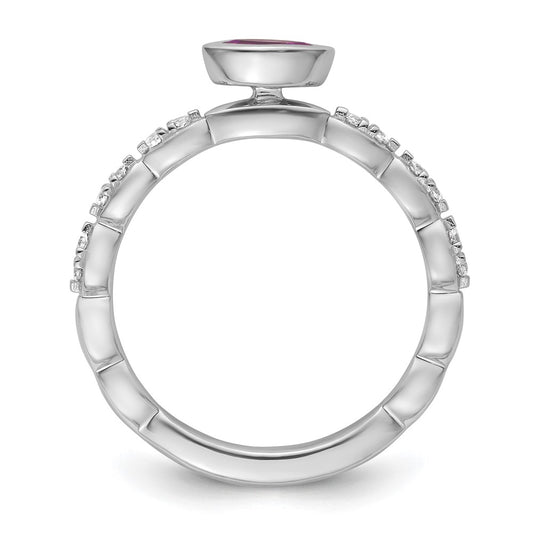 14k White Gold Stackable Expressions Rhodolite Garnet and Dia Ring