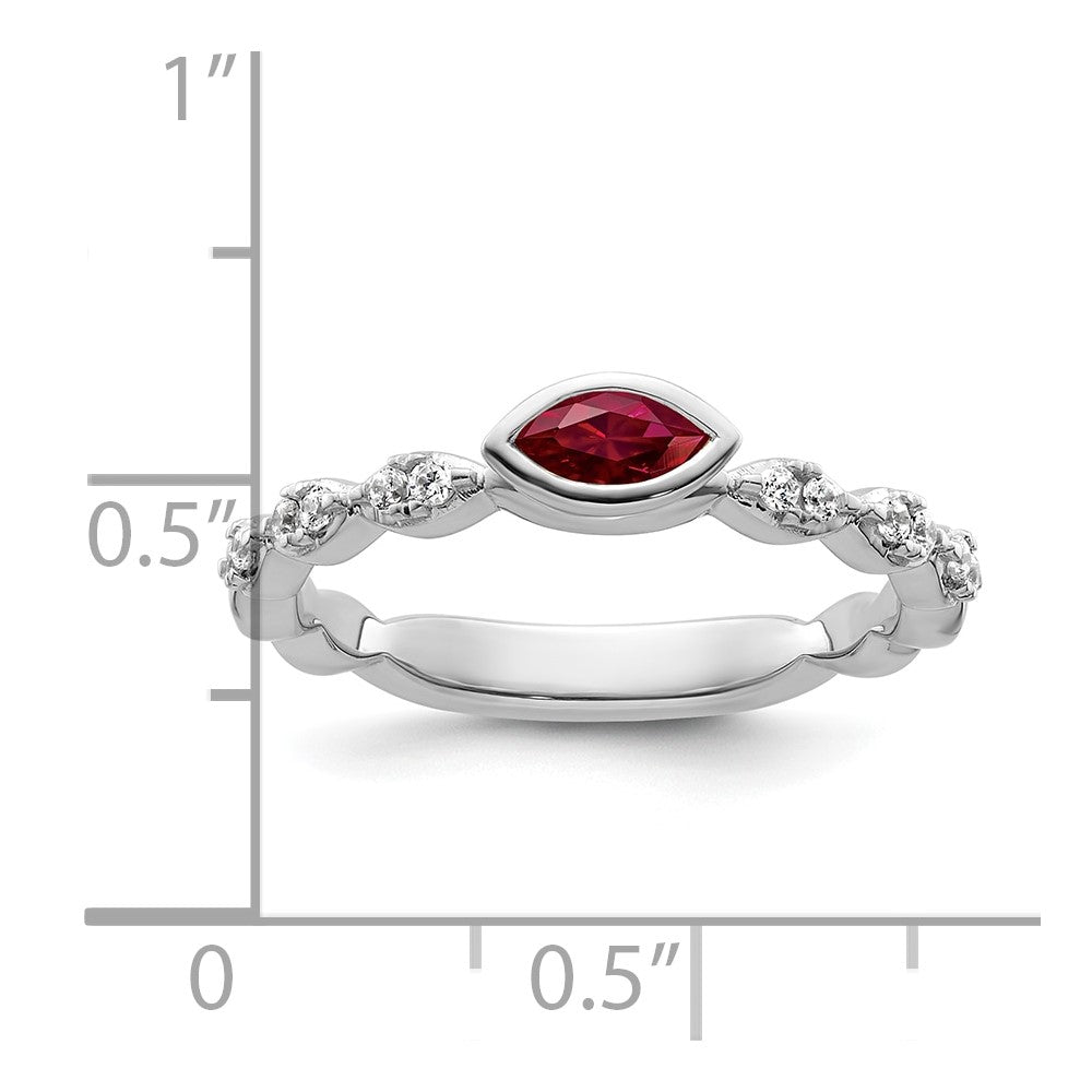 14k White Gold Stackable Expressions Created Ruby and Diamond Ring
