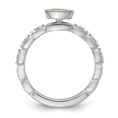 14k White Gold Stackable Expressions Peridot and Diamond Ring