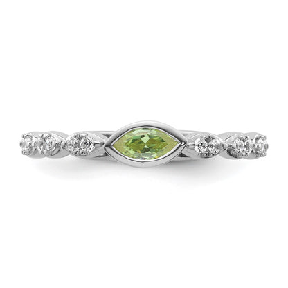 14k White Gold Stackable Expressions Peridot and Diamond Ring